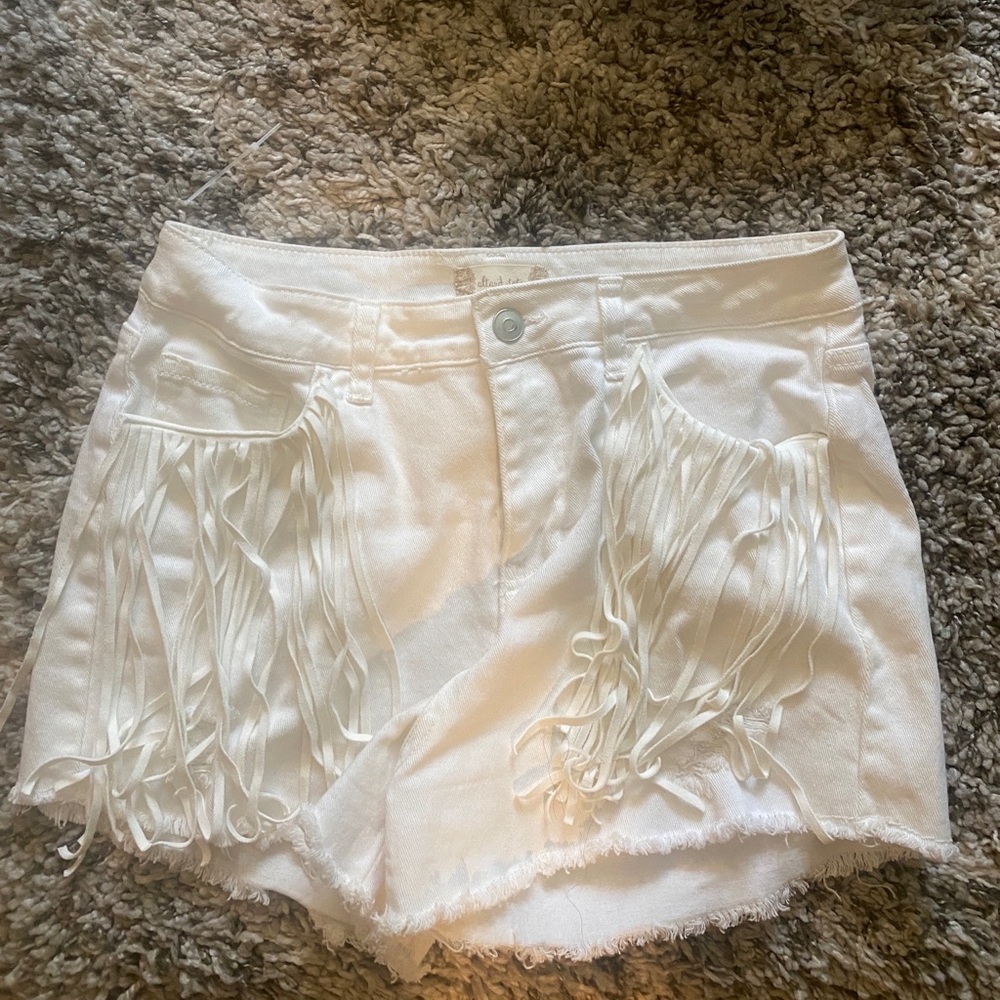 Altar’d state white fringe shorts, size medium.